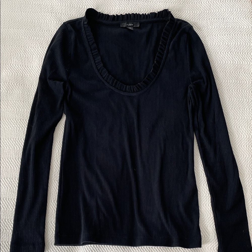 J. Crew ribbed scoop neck top with ruffle